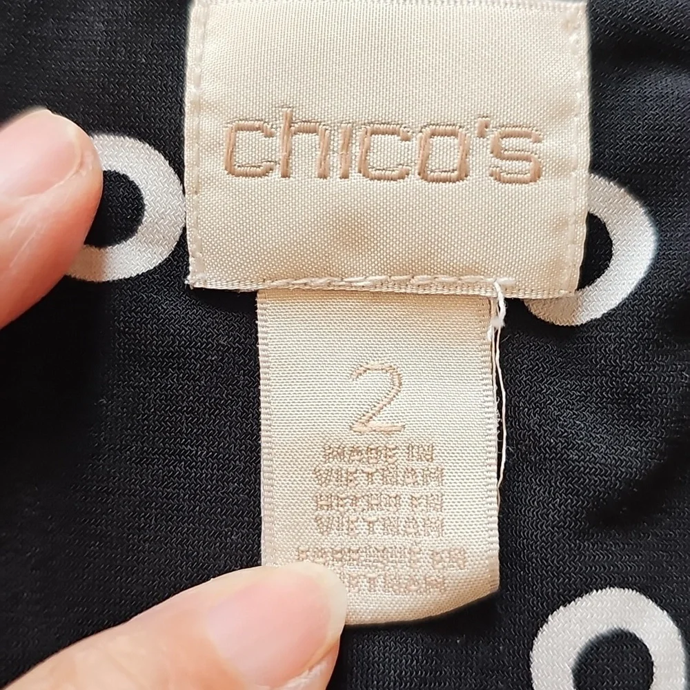 Elegant Black and‎ White Polka Dot Shift Dress. CHICOS 2 (12)